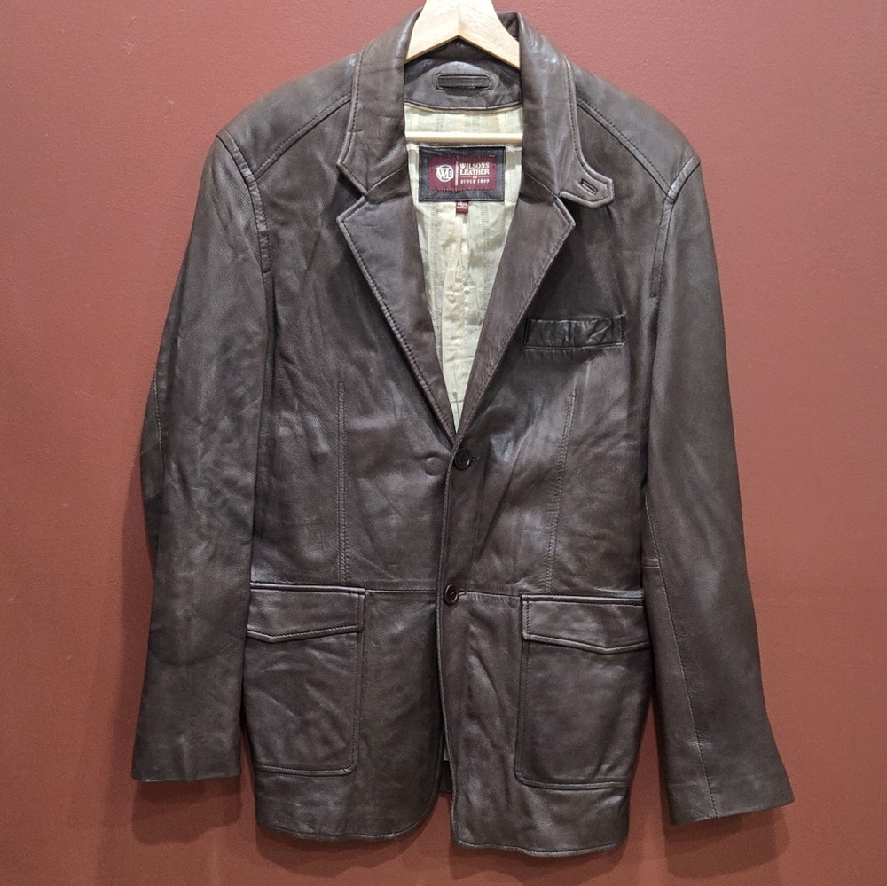 Leather blazer jacket by Wilsons